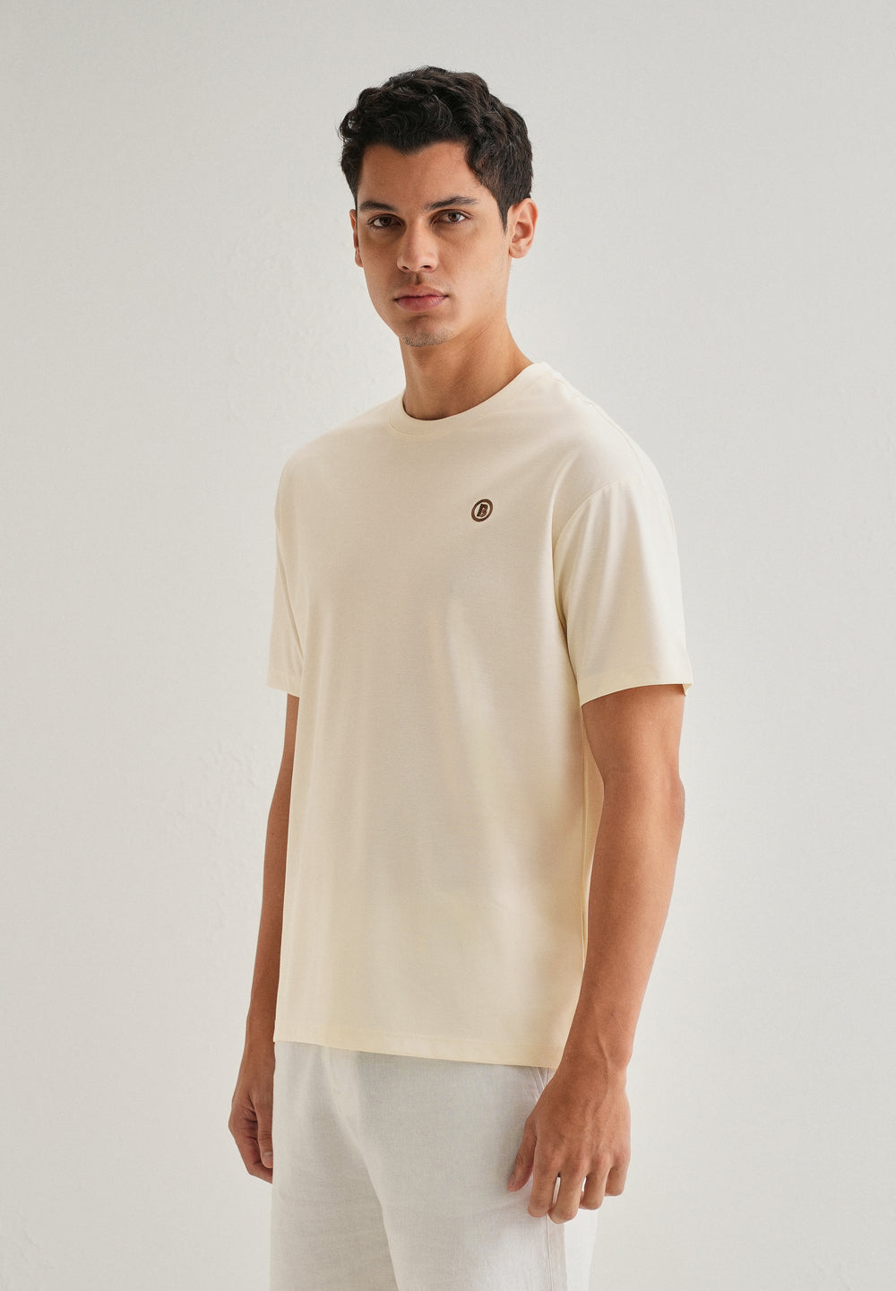 Cream Crew Neck T-shirt