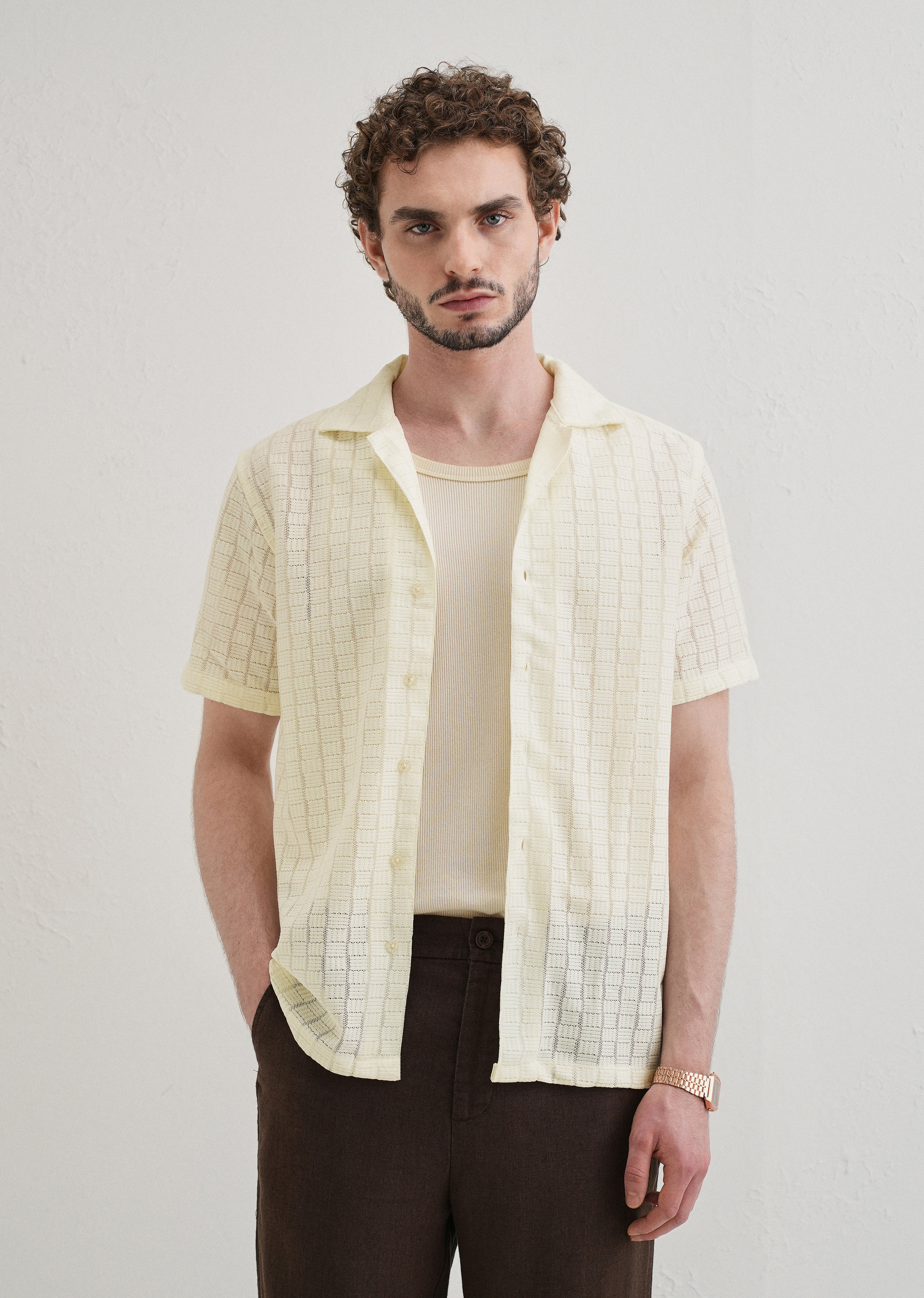 Cream Crochet Shirt