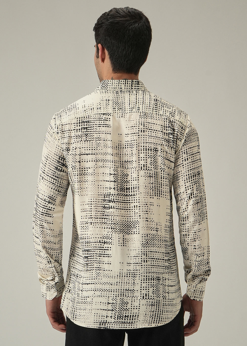 Cream Crosshatch Print Shirt