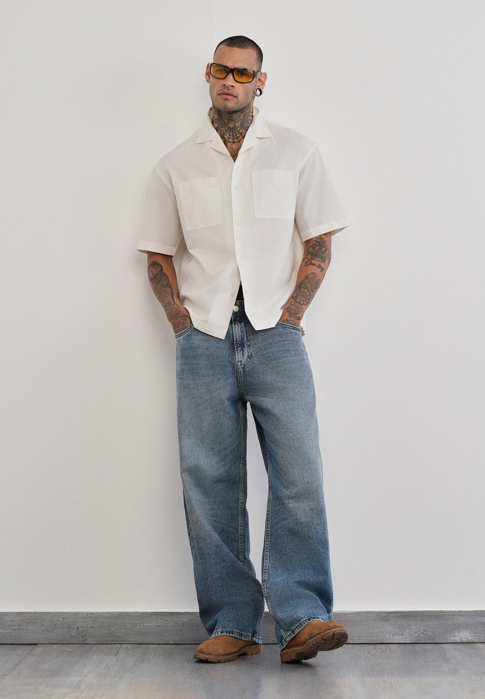 Ivory Double Pocket Cotton Linen Shirt