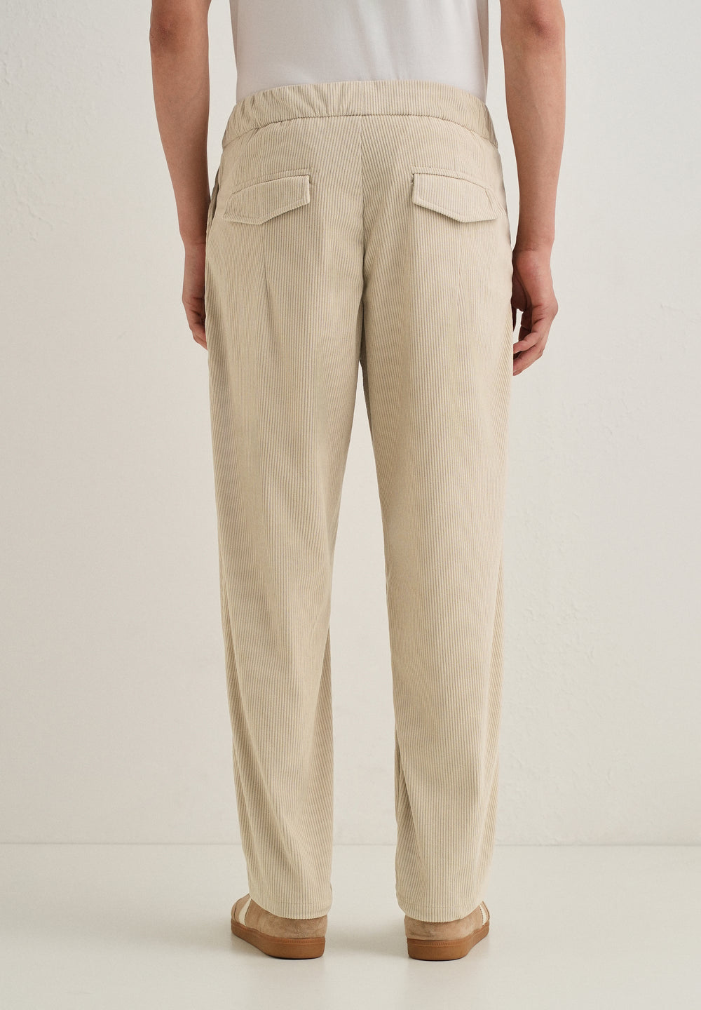 Cream Drawstring Corduroy Pant