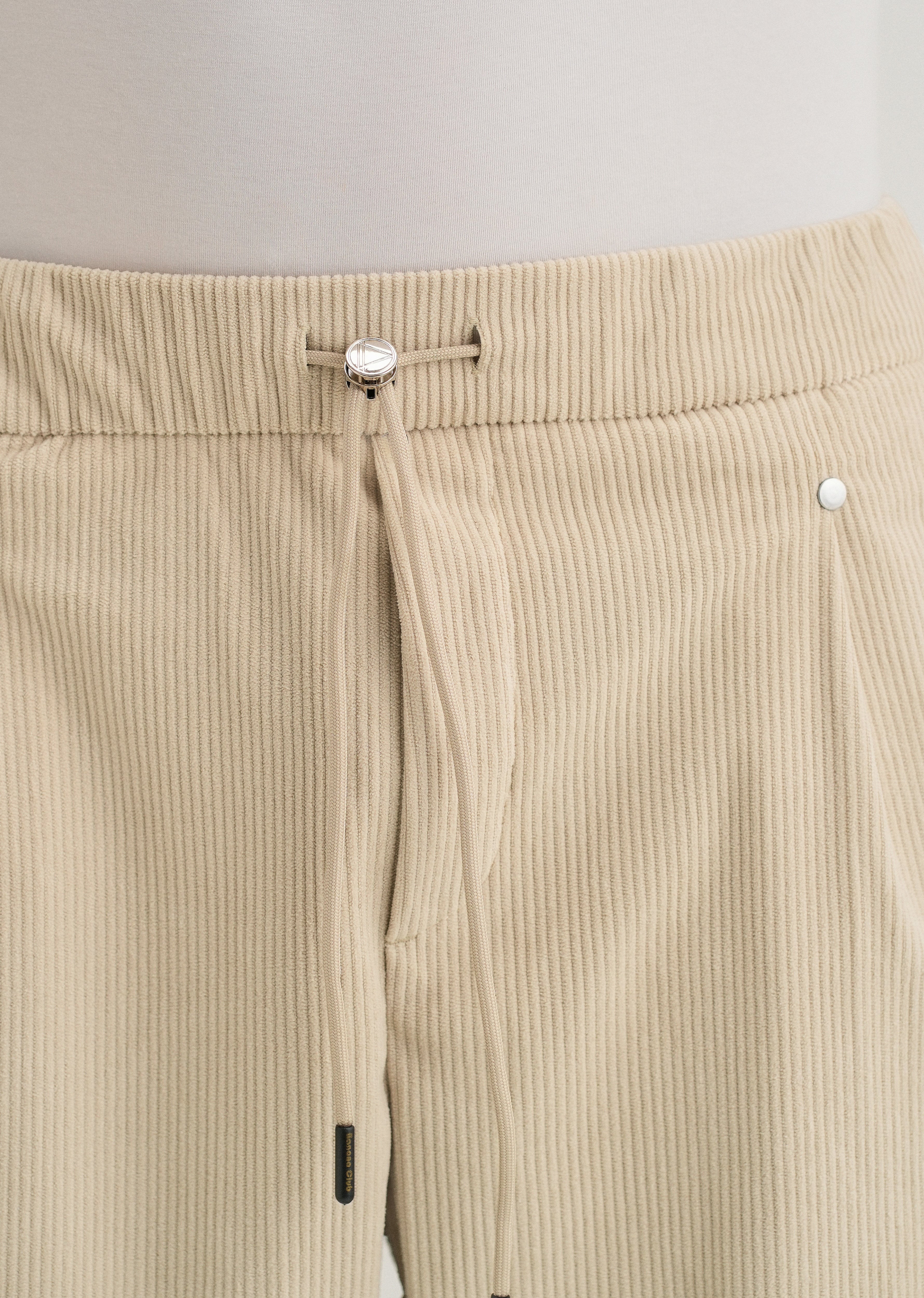 Cream Drawstring Corduroy Pant