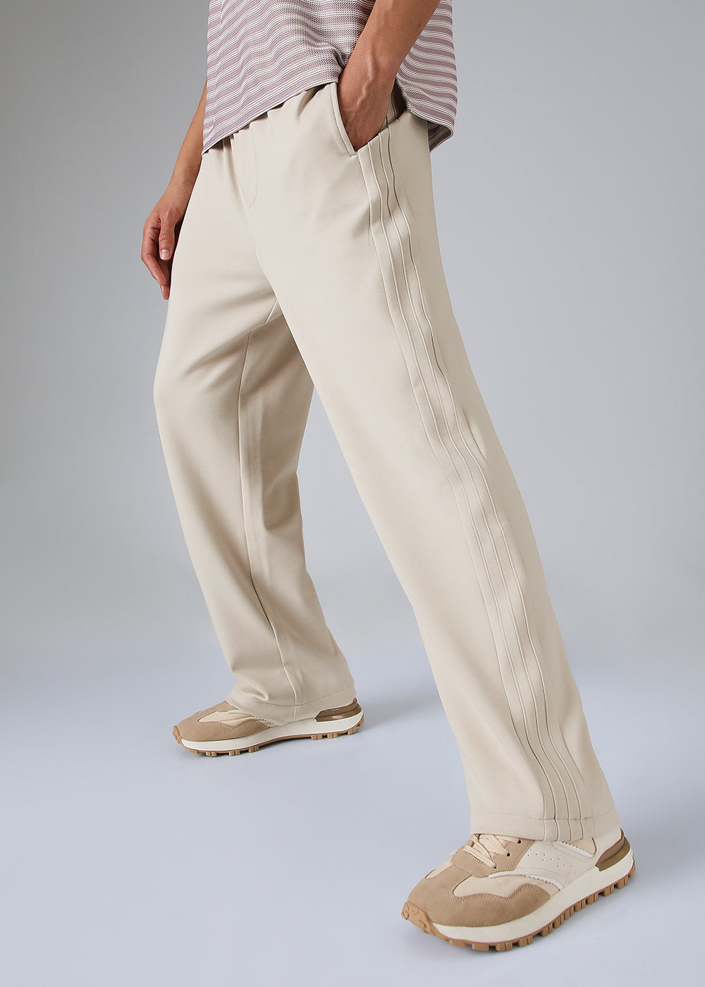 Cream Drawstring Korean Pant