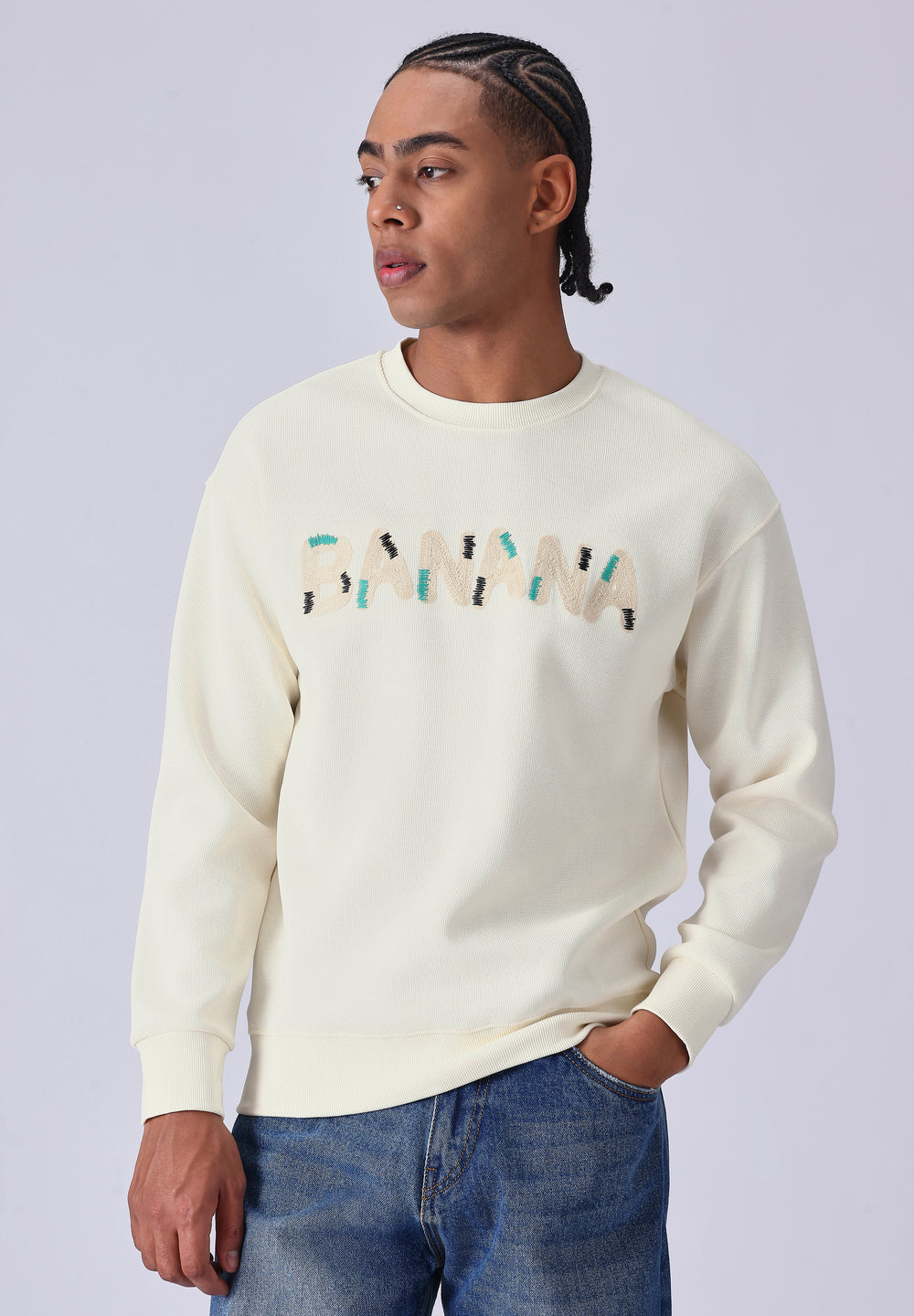 Cream Embossed Sweatshirt