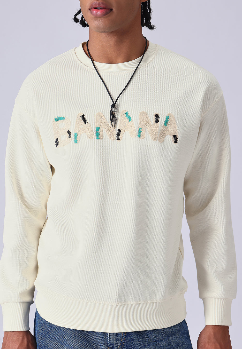 Cream Embossed Sweatshirt