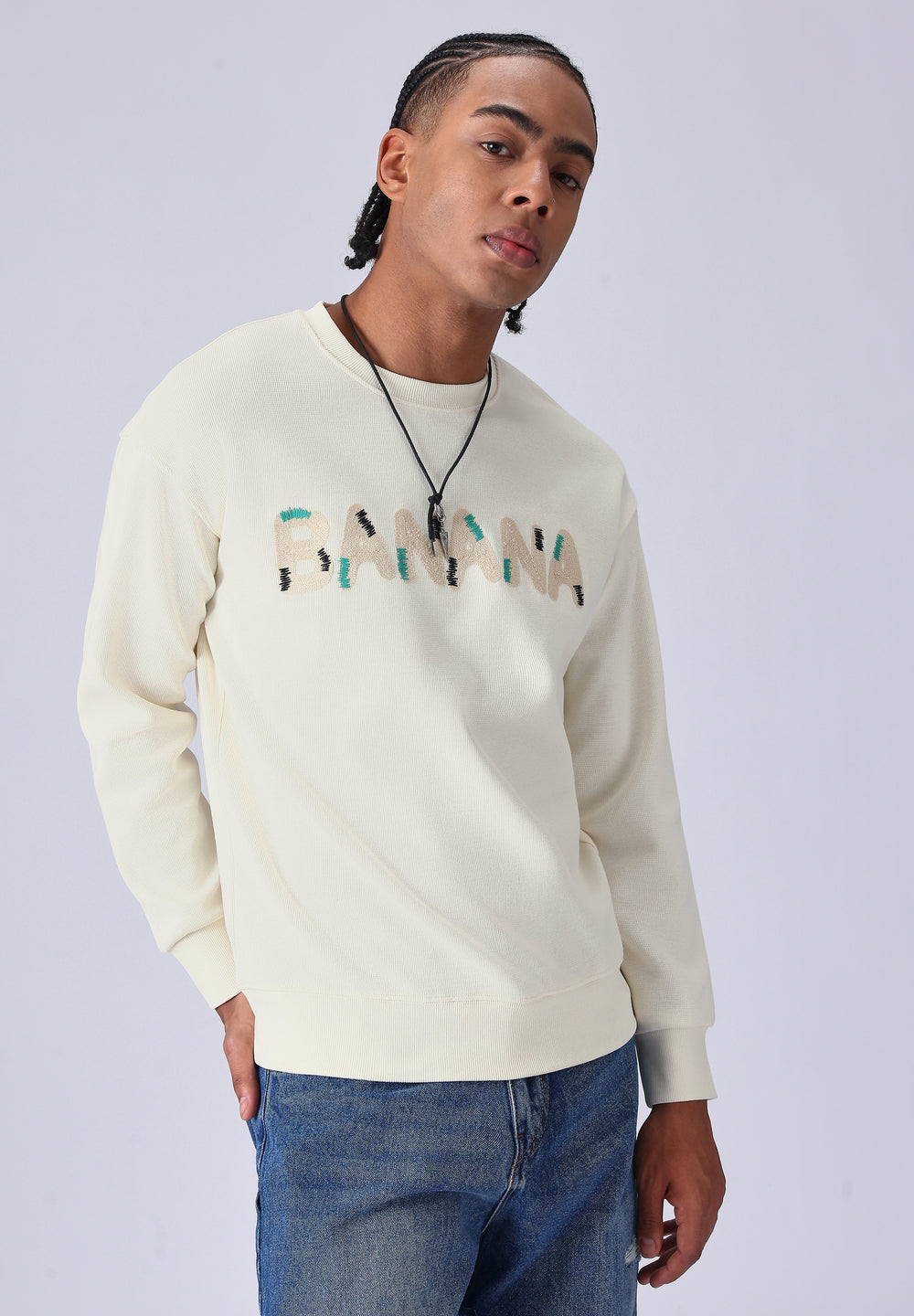Cream Embossed Sweatshirt