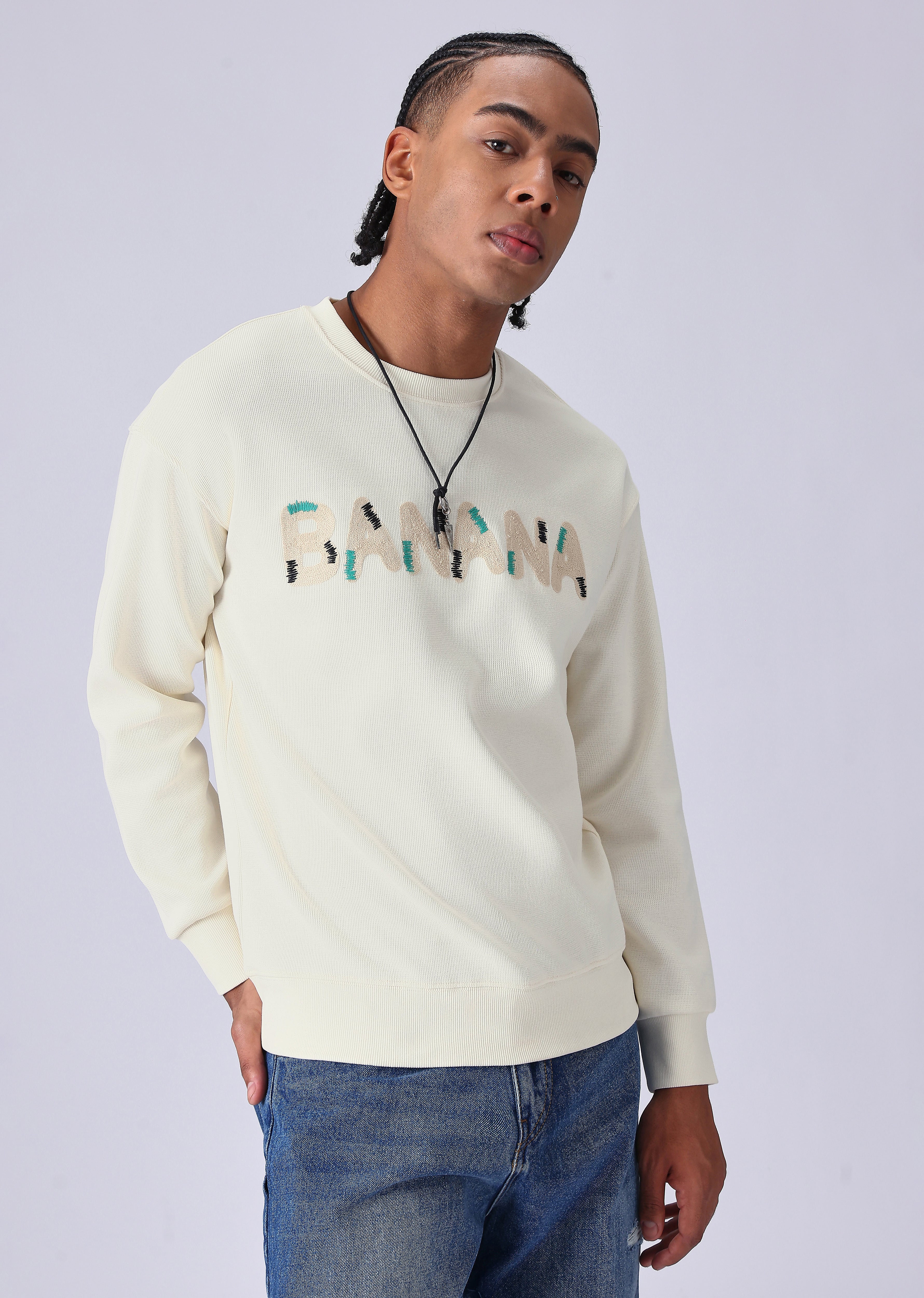 Cream Embossed Sweatshirt