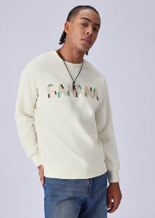 Cream Embossed Sweatshirt