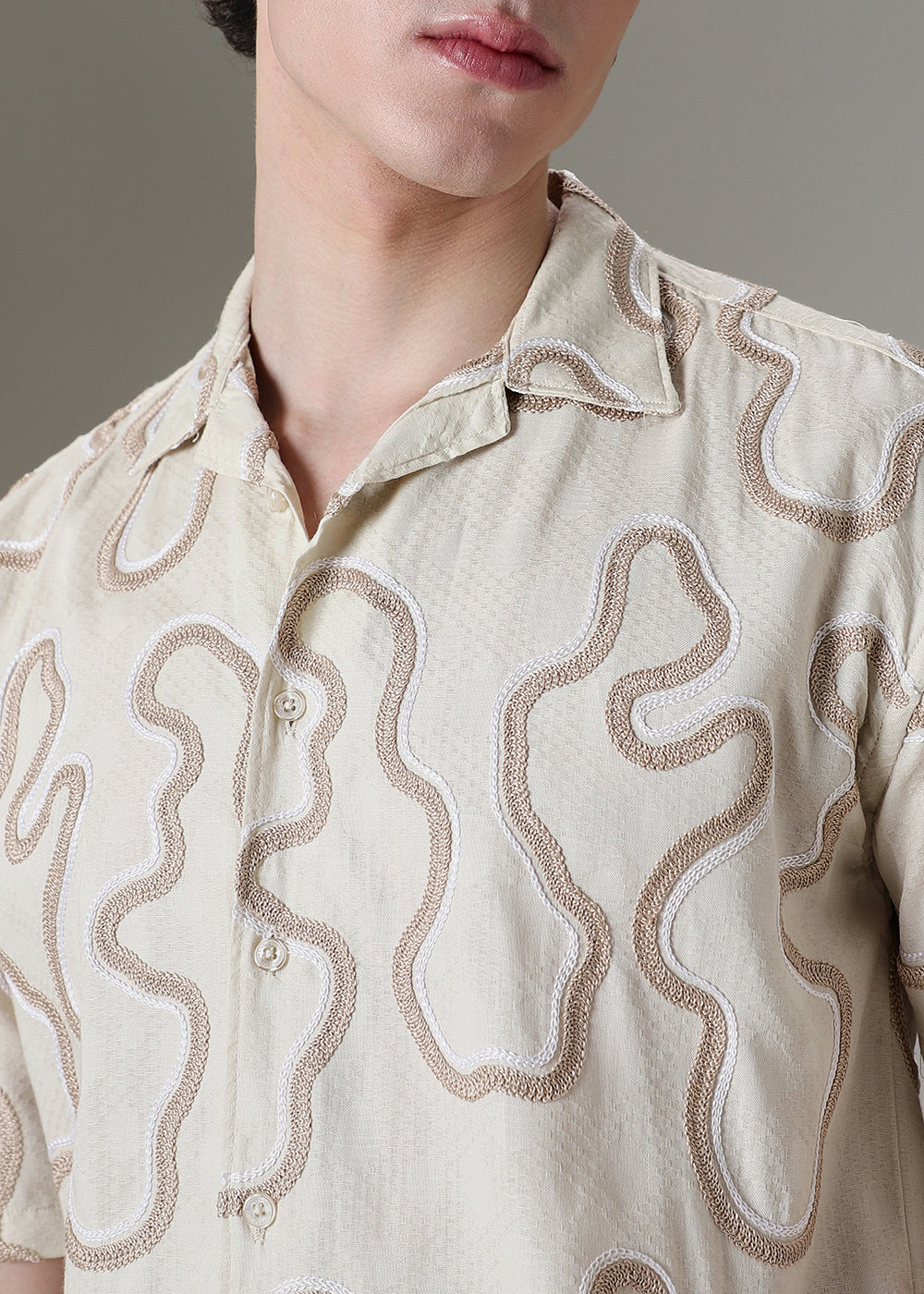 Cream Embroidered Shirt