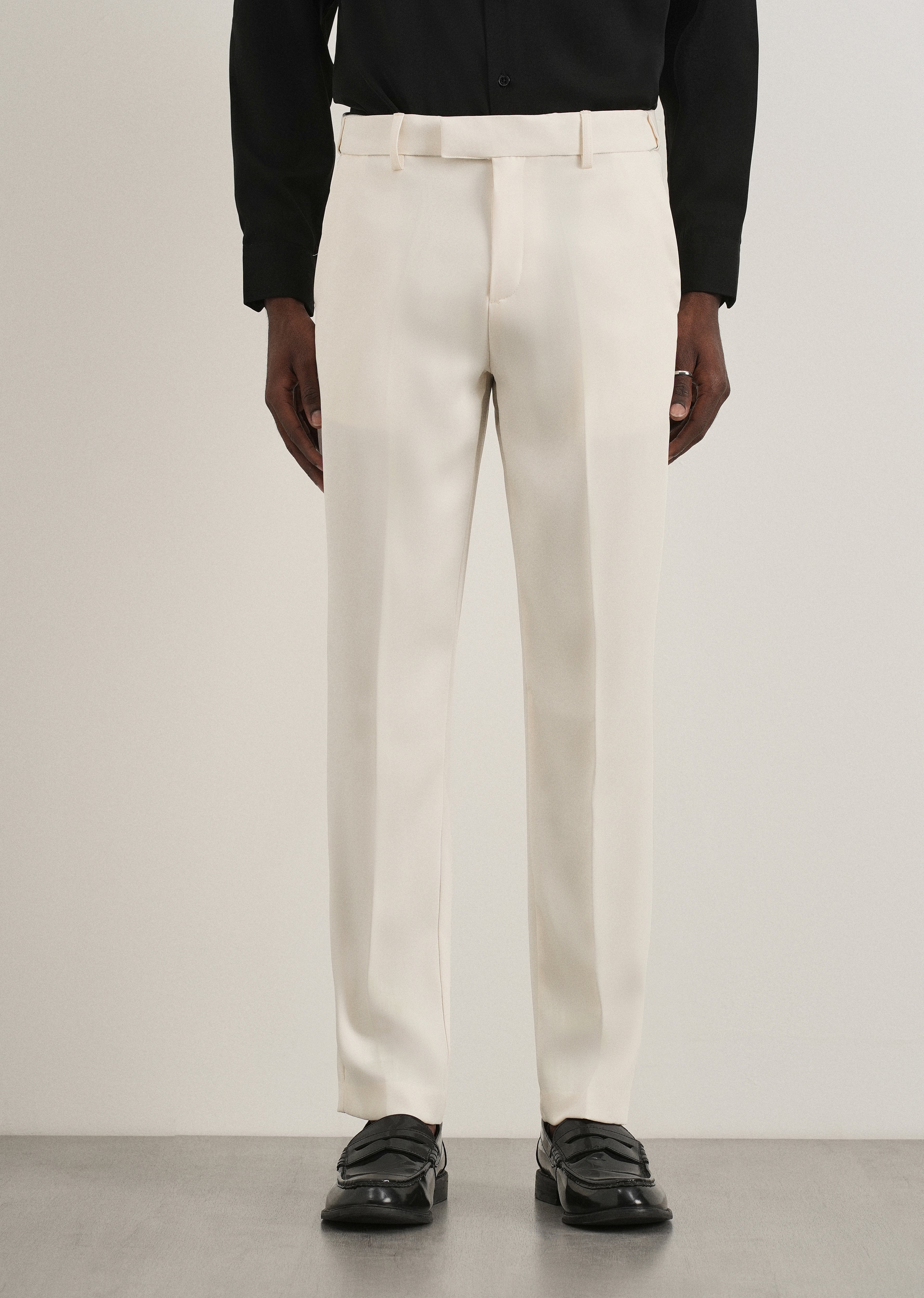 Cream Flex Waist Slim Fit Trouser