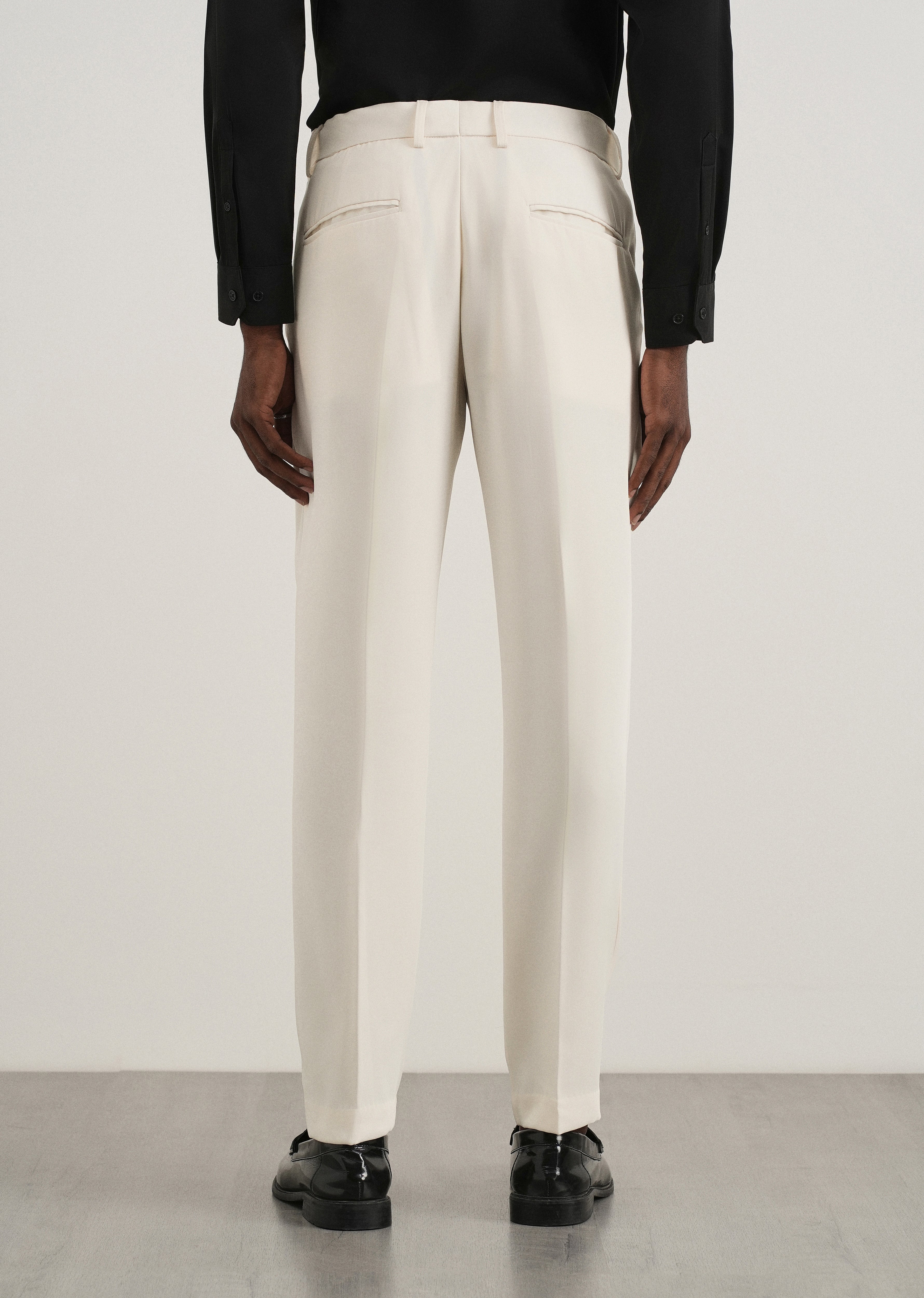 Cream Flex Waist Slim Fit Trouser