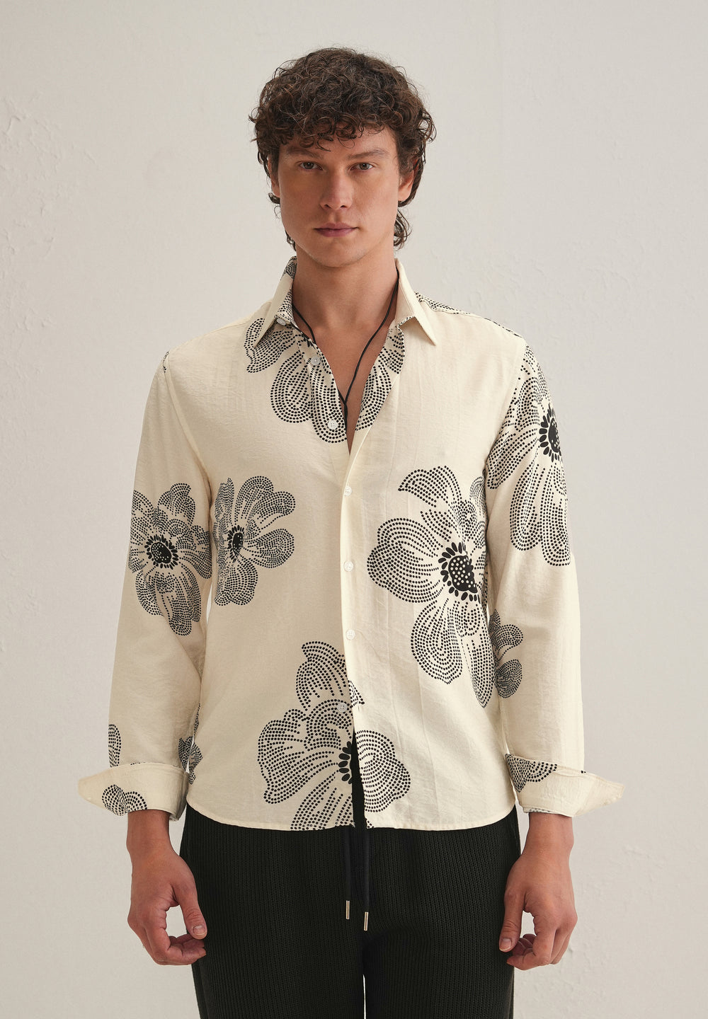 Cream Floral Dot Printed Shirt