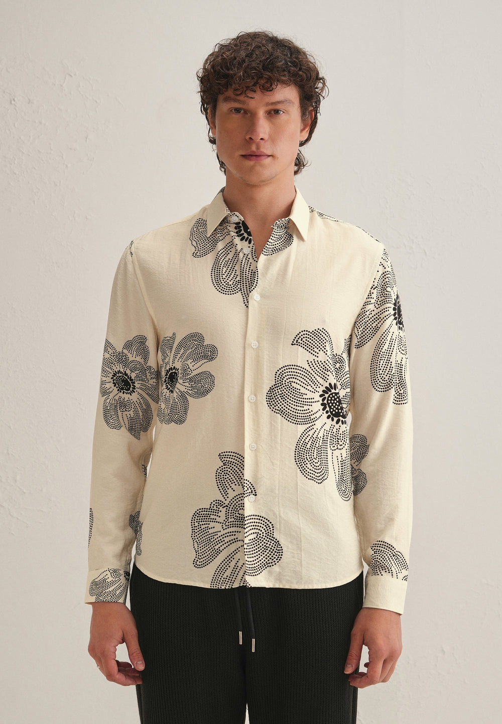 Cream Floral Dot Printed Shirt