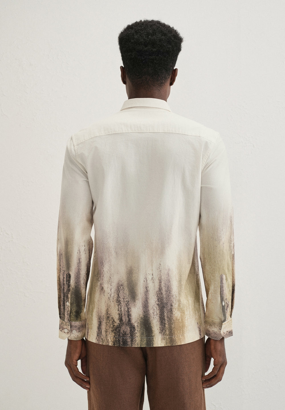 Cream Green Gradient Printed Shirt