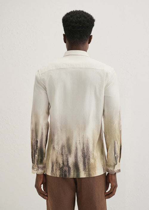 Cream Green Gradient Printed Shirt