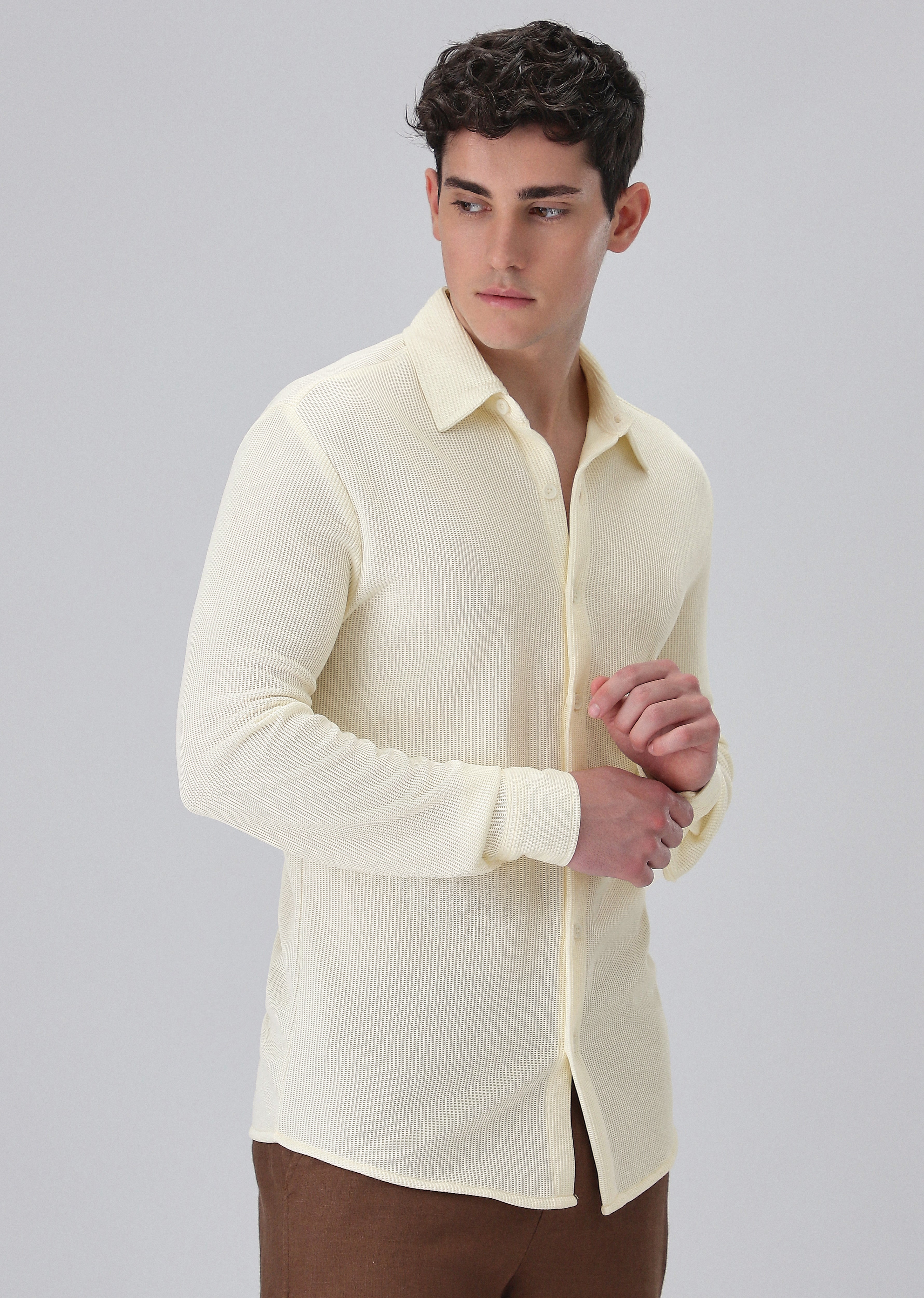 Cream Knitted Shirt