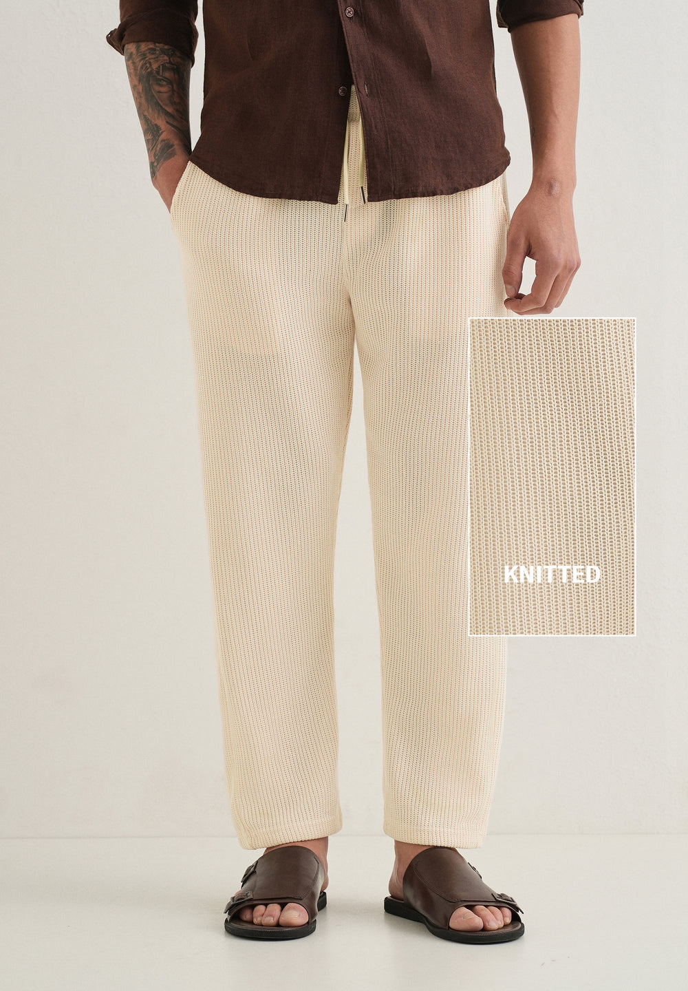 Cream Knitted Pant