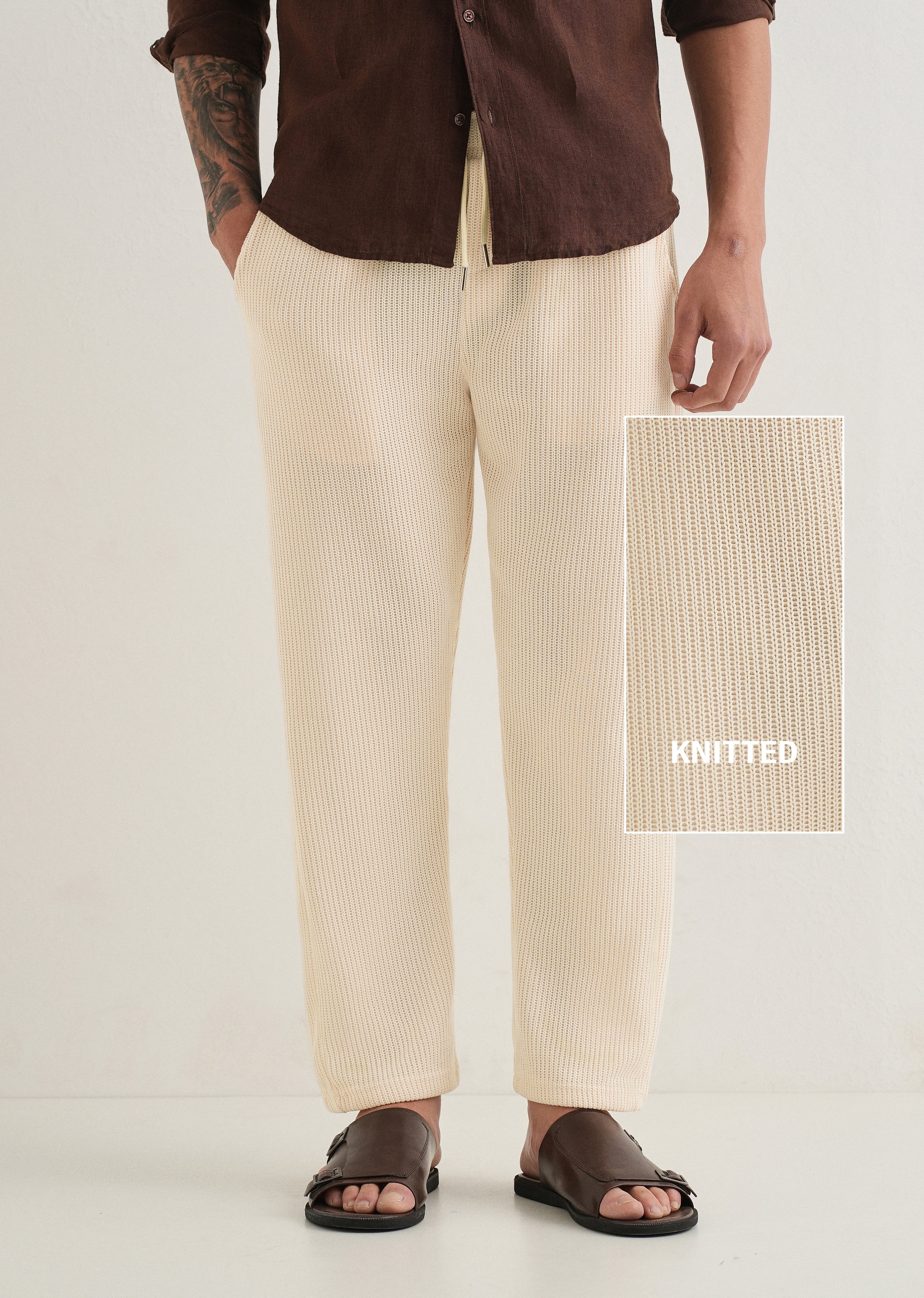 Cream Knitted Pant