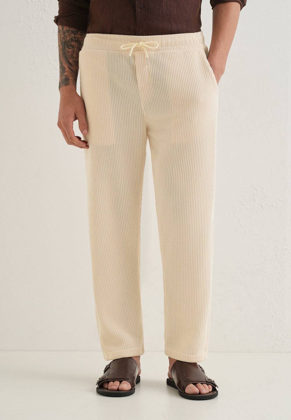 Cream Knitted Pant