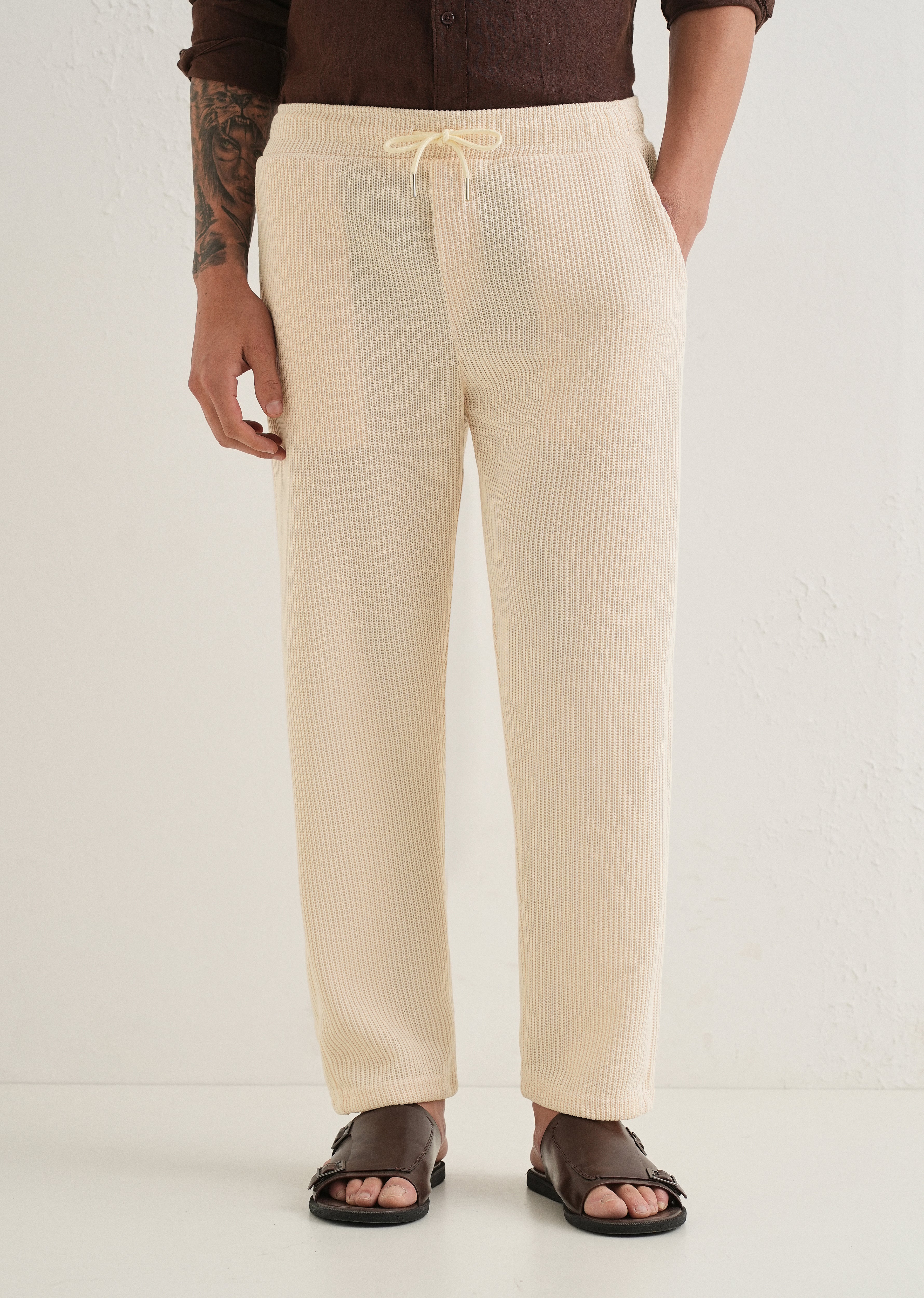 Cream Knitted Pant