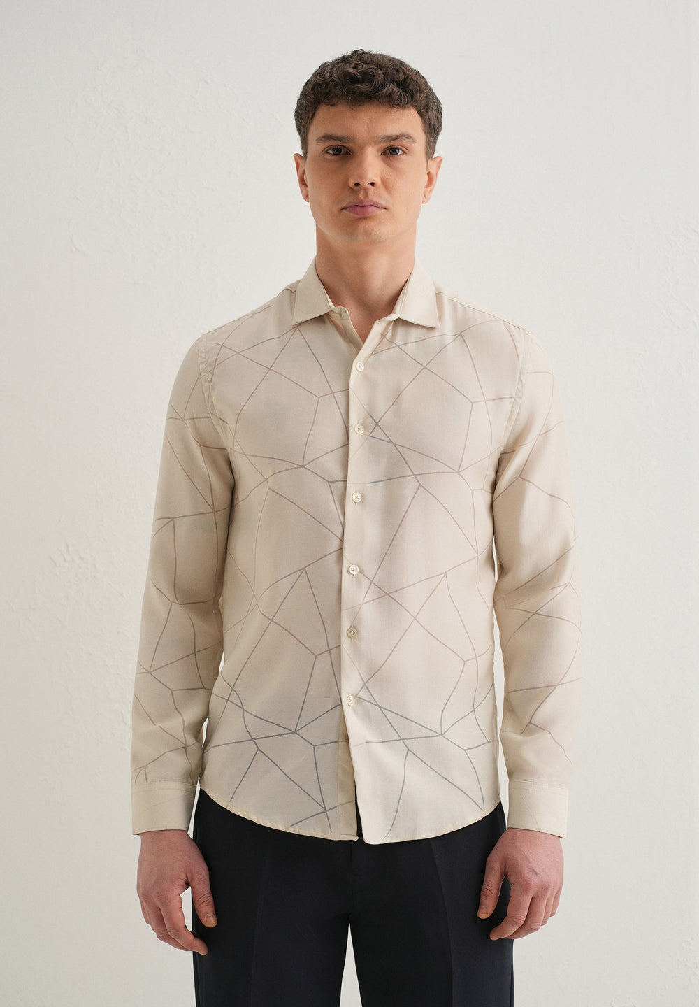 Cream Laser Cut Shirt