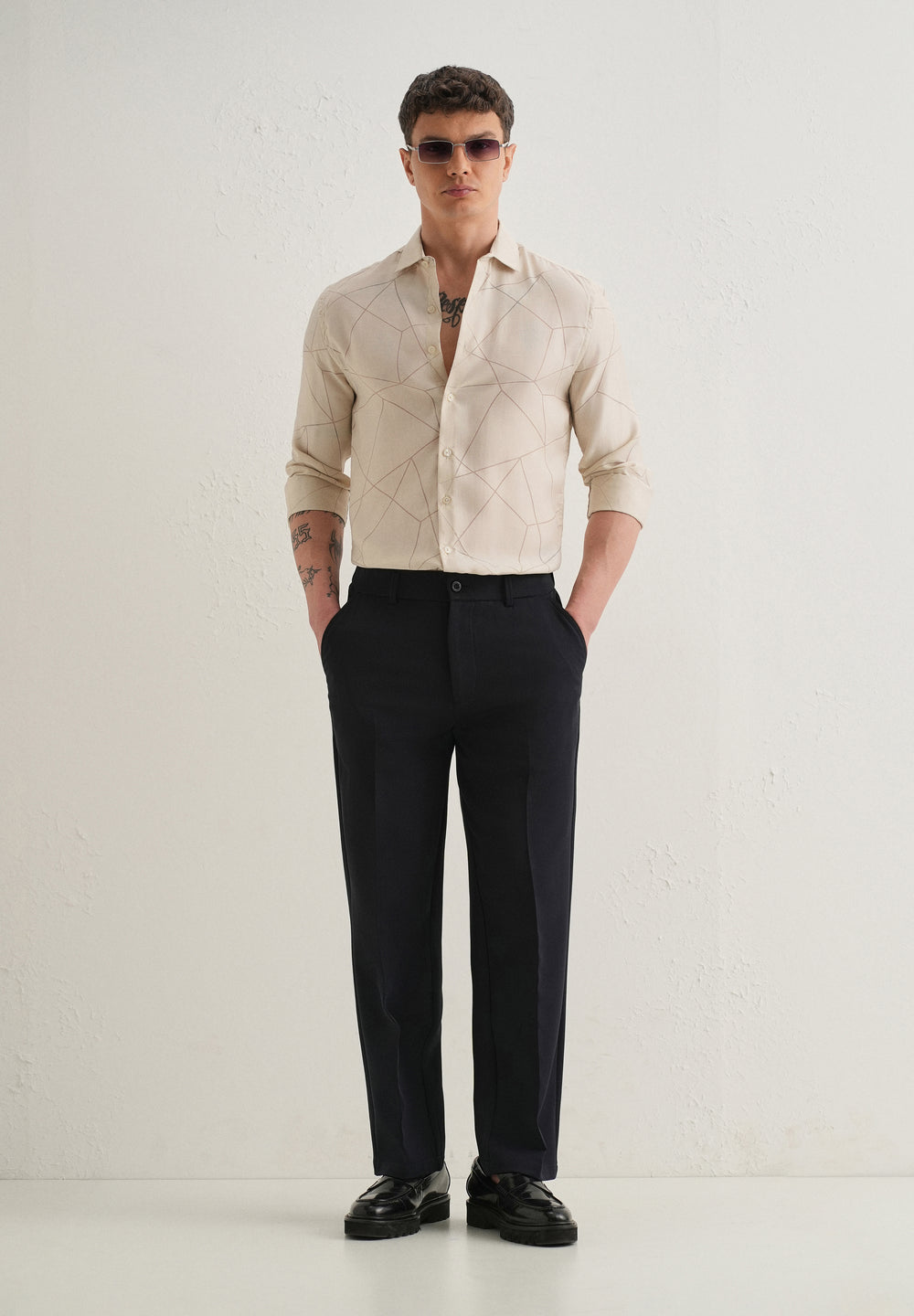 Cream Laser Cut Shirt