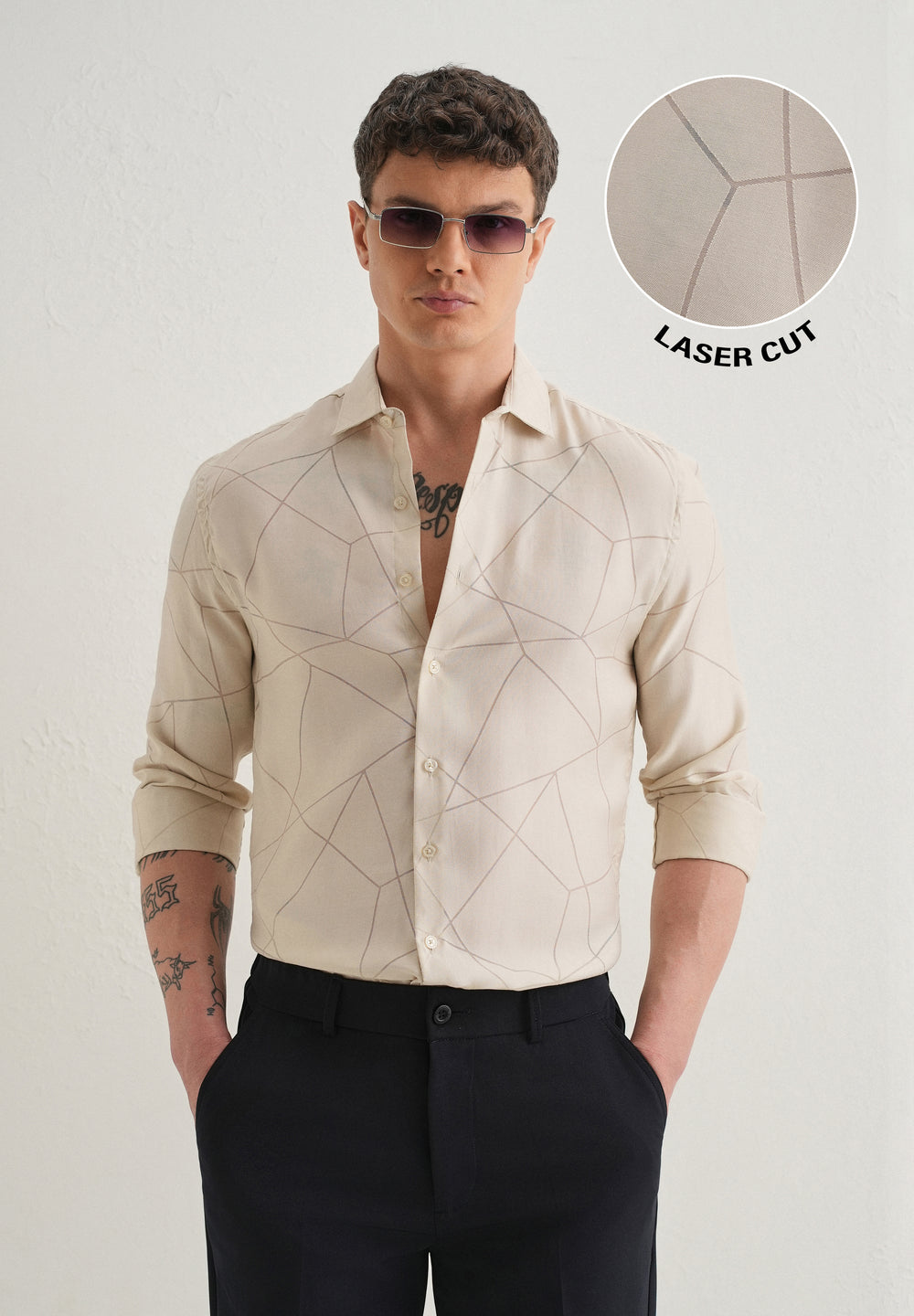 Cream Laser Cut Shirt
