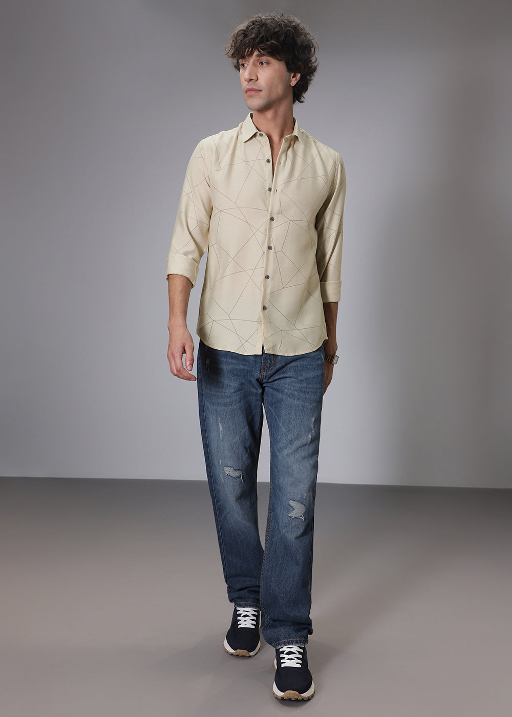 Cream Laser Cut Shirt