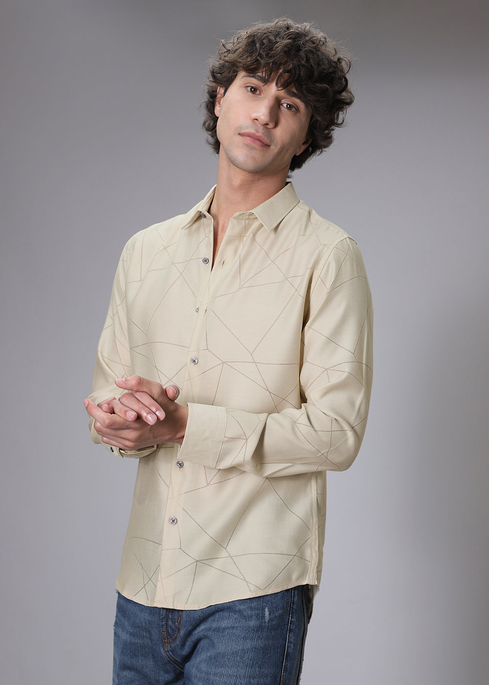 Cream Laser Cut Shirt