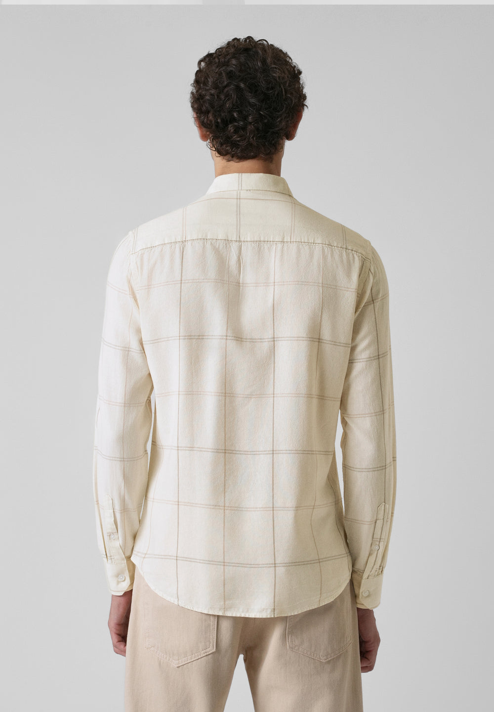 Cream Blended Linen Check Shirt