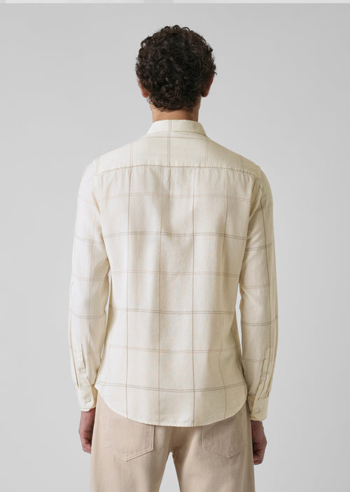 Cream Blended Linen Check Shirt