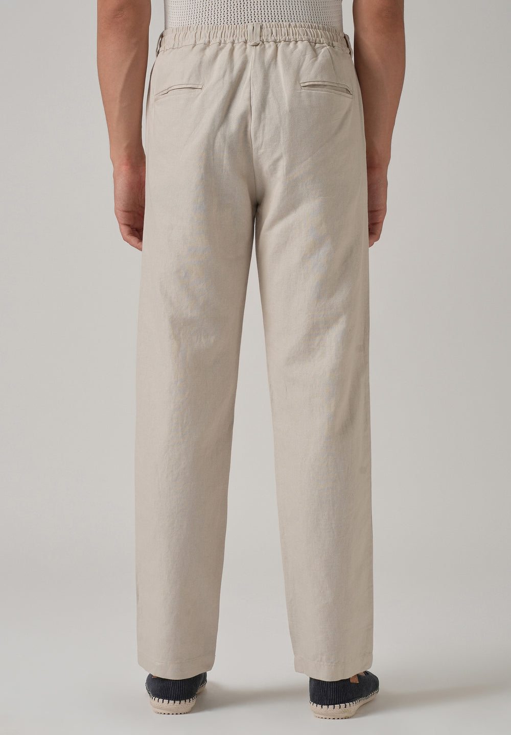 Cream Linen Relaxed Fit Trouser