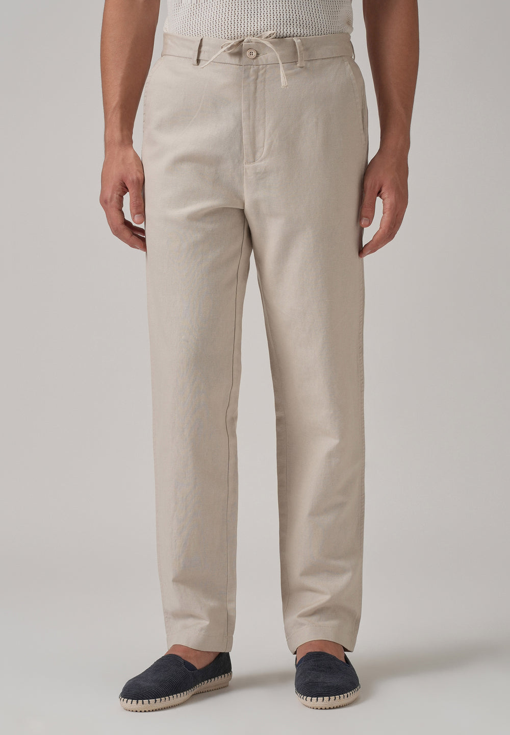 Cream Linen Relaxed Fit Trouser
