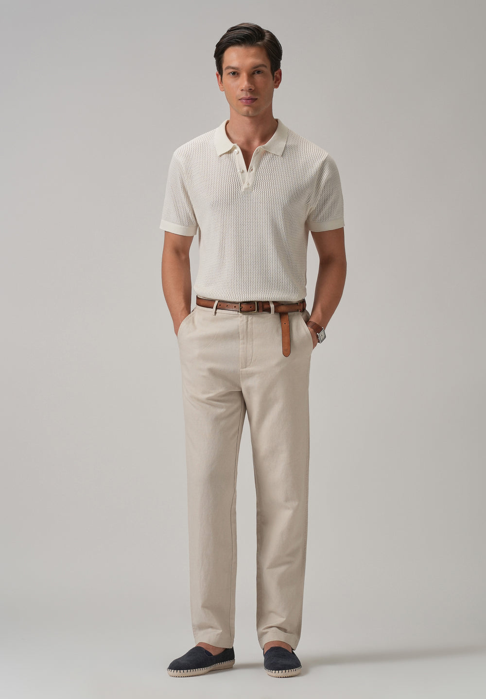 Cream Linen Relaxed Fit Trouser