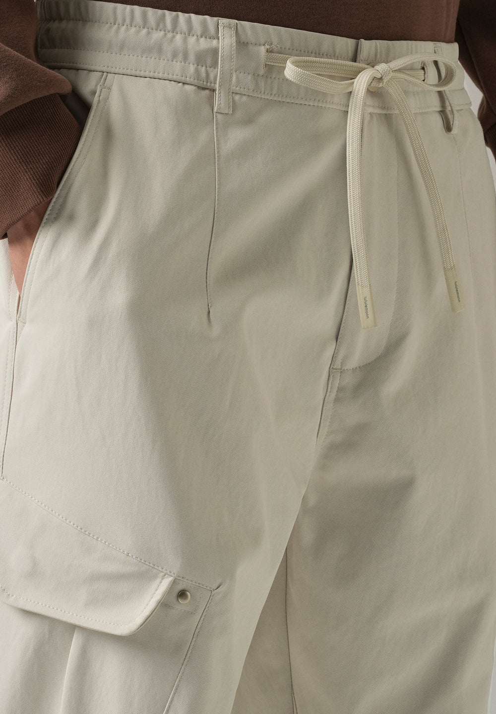 Cream Stone Wash Cargo Pants