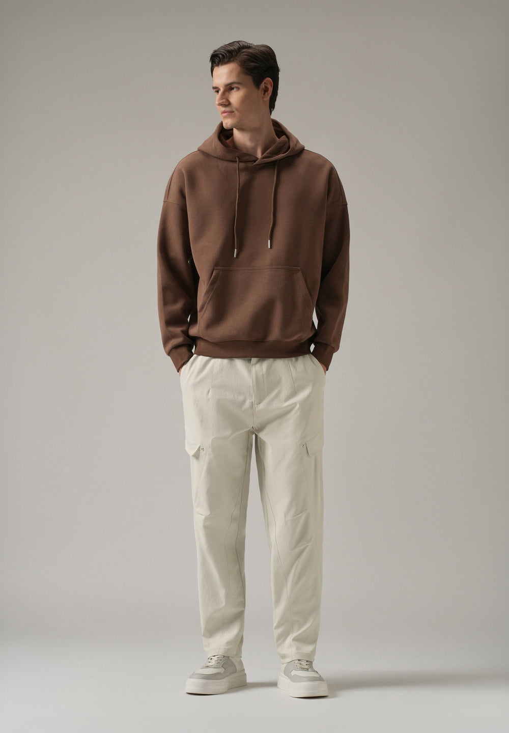 Cream Stone Wash Cargo Pants