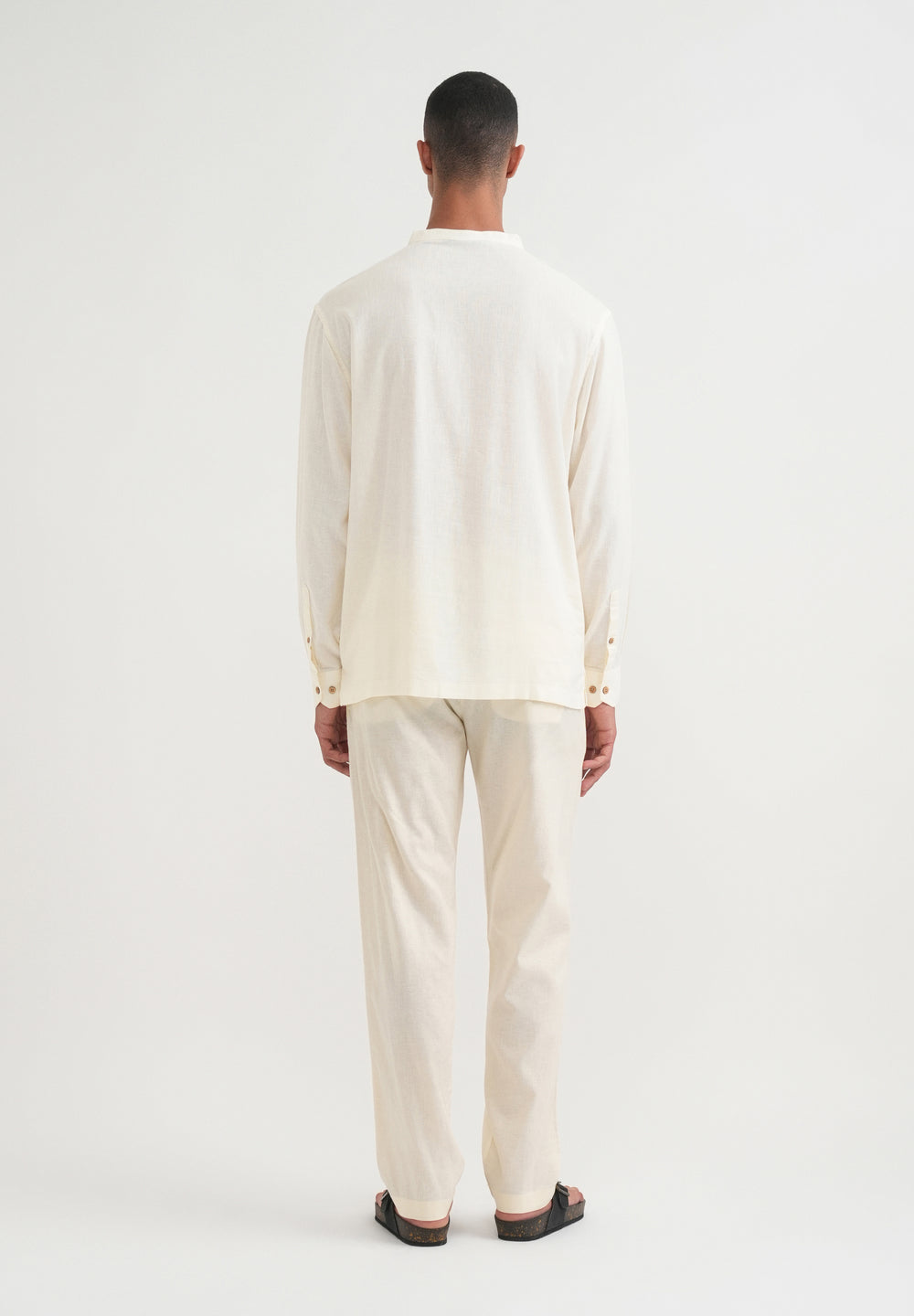 Cream Mandarin Collar Kurta Shirt