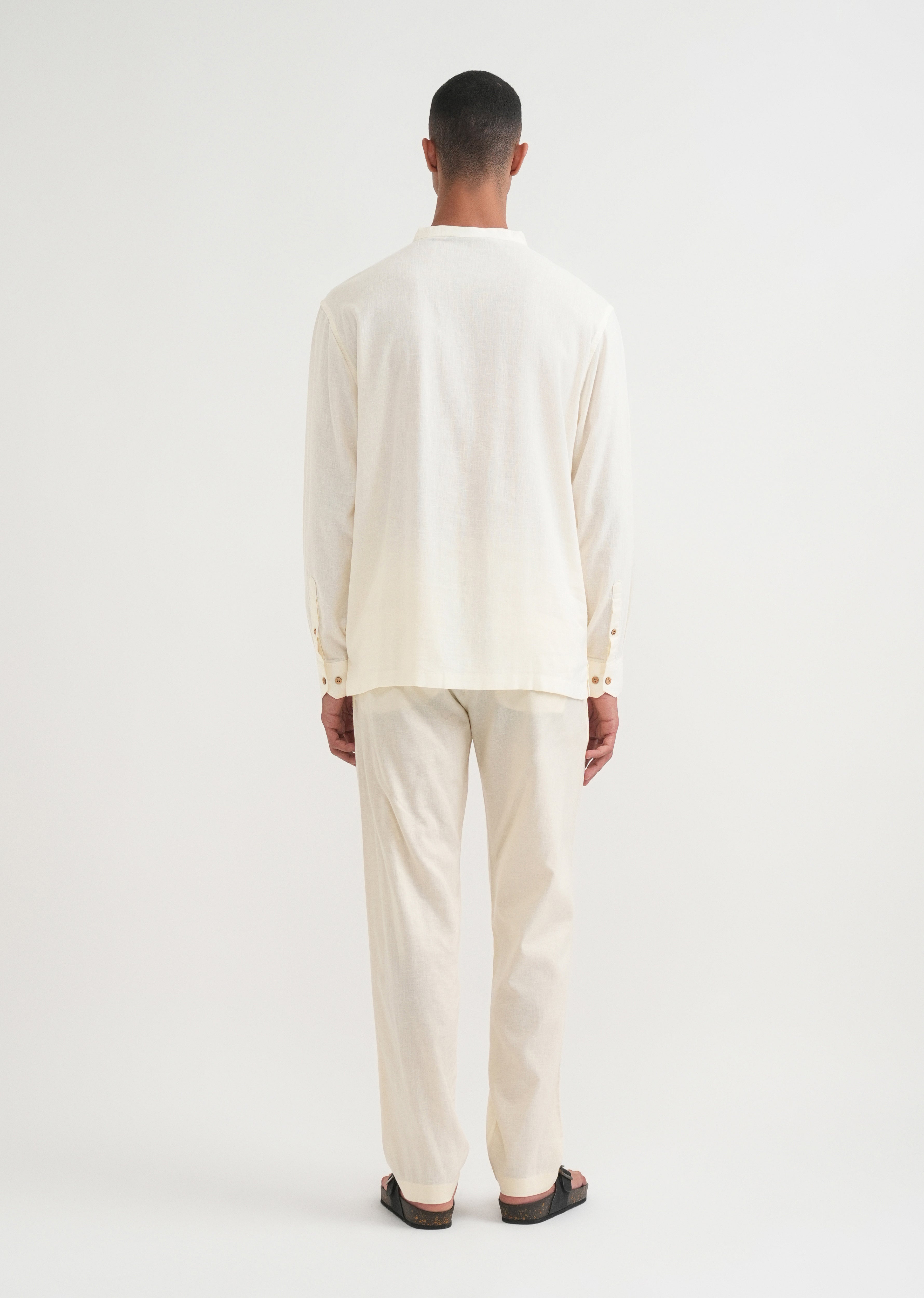 Cream Mandarin Collar Kurta Shirt