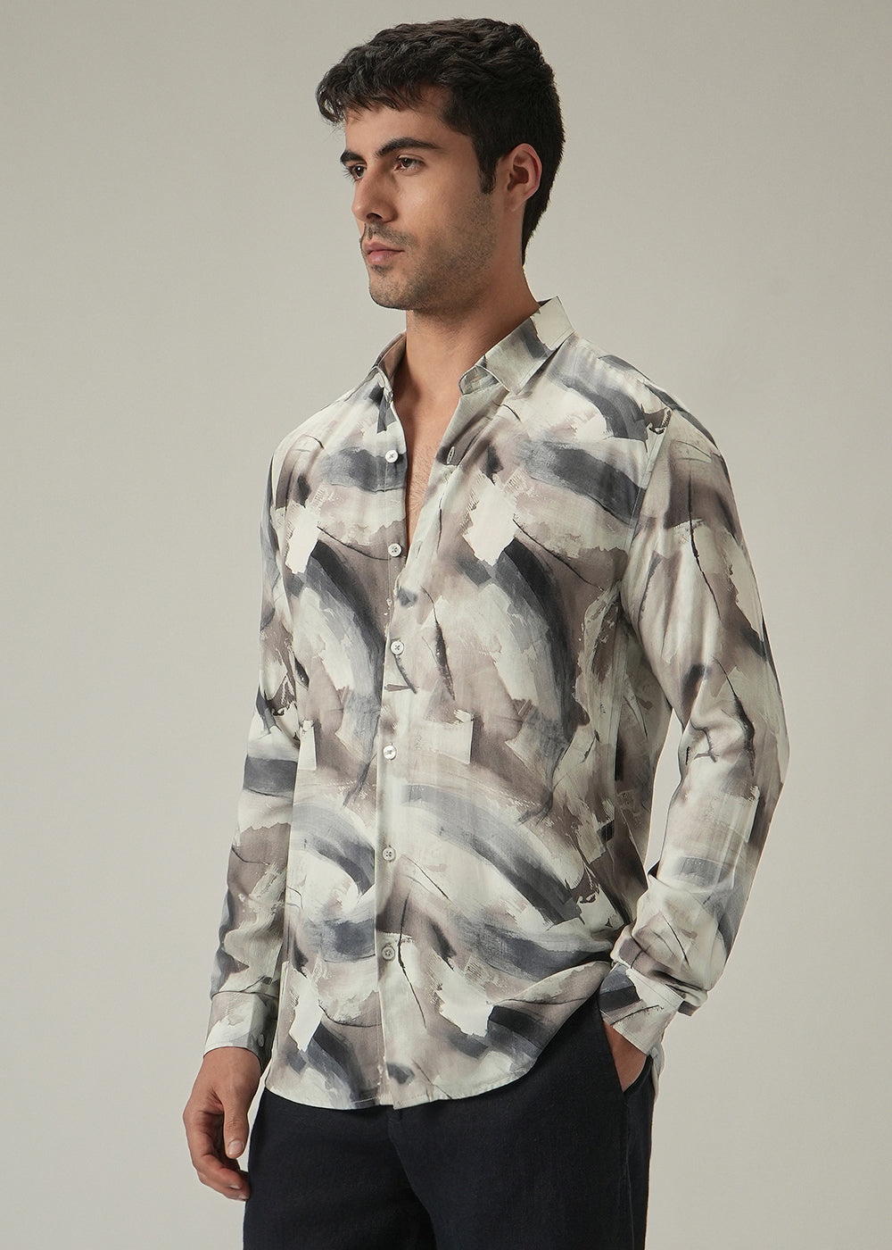 Cream Monochrome Print Shirt