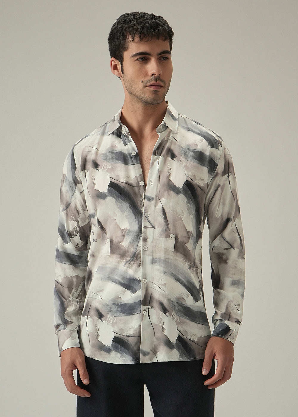 Cream Monochrome Print Shirt