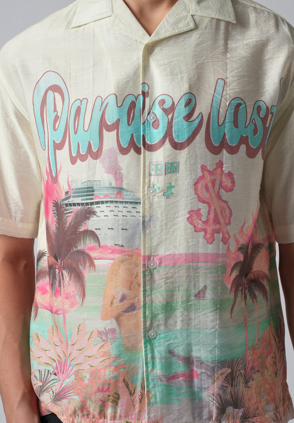 Cream Paradise Lost Print Shirt