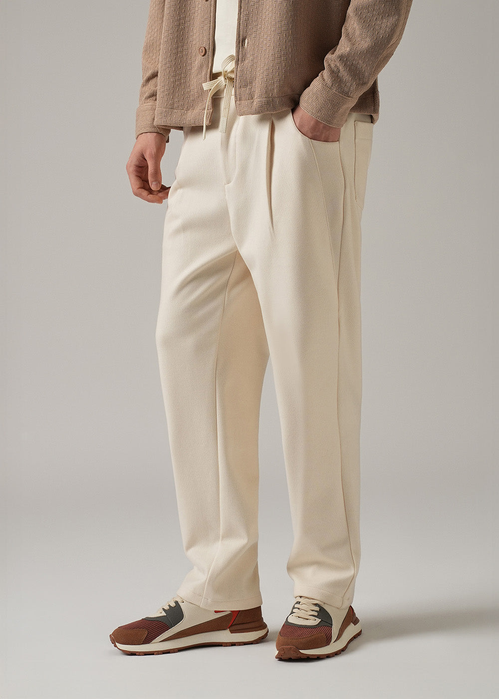 Cream Pin Stripe Suede Pant