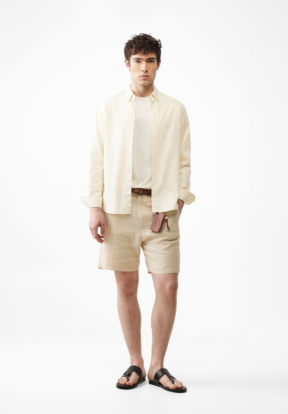 Cream Plain Elbow Patch Oxford Shirt