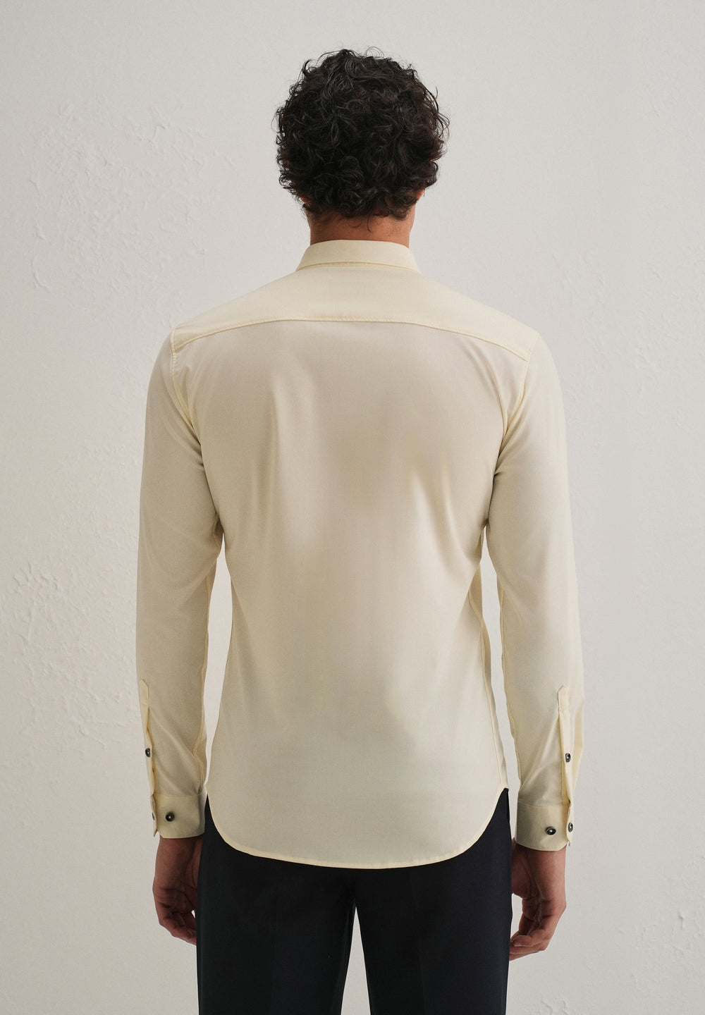 Cream Plain Wrinkle Free Shirt
