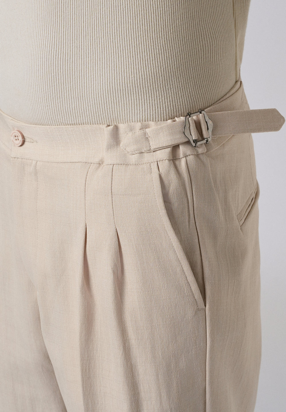 Cream Pleated Gurkha Pant