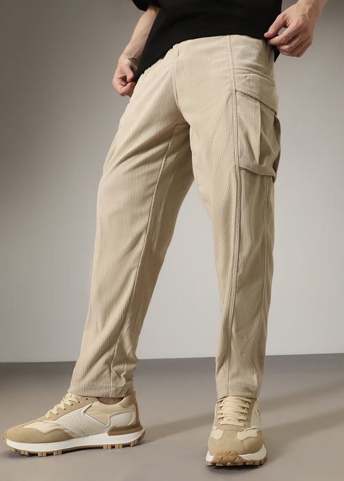 Cream Pocket Cargo Corduroy Pant