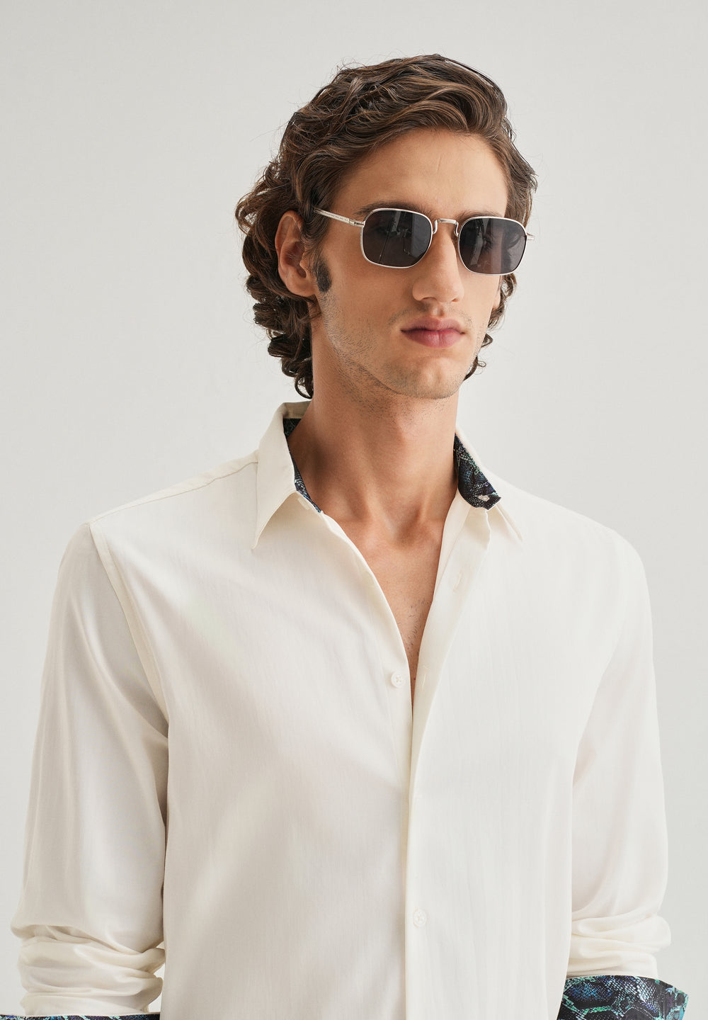 Cream Printed Cuff Shirt