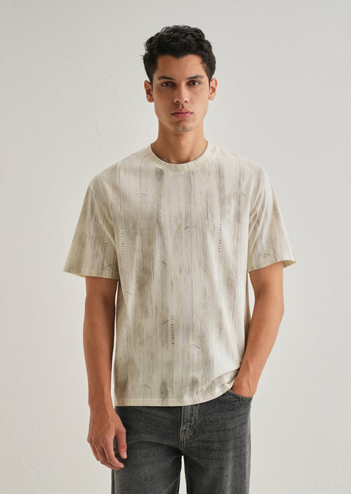 Cream Printed Oversized T-shirt