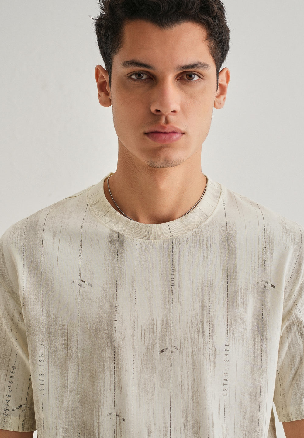 Cream Printed Oversized T-shirt