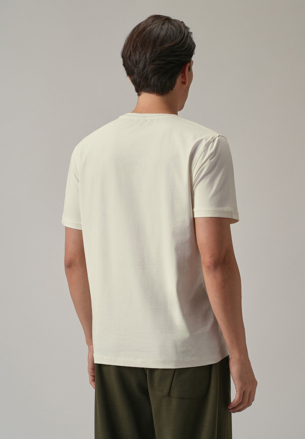Cream Printed Slim Fit T-Shirt